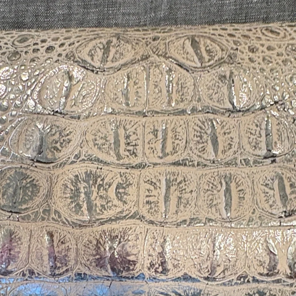 Vintage Jalda Croc Embossed Leather Clutch Purse Beige Taupe Envelope Bag